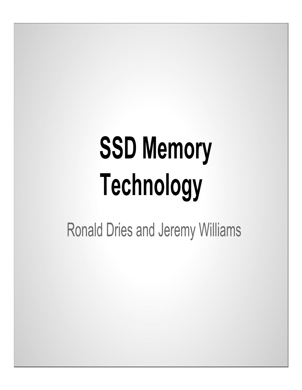 SSD Memory Technology