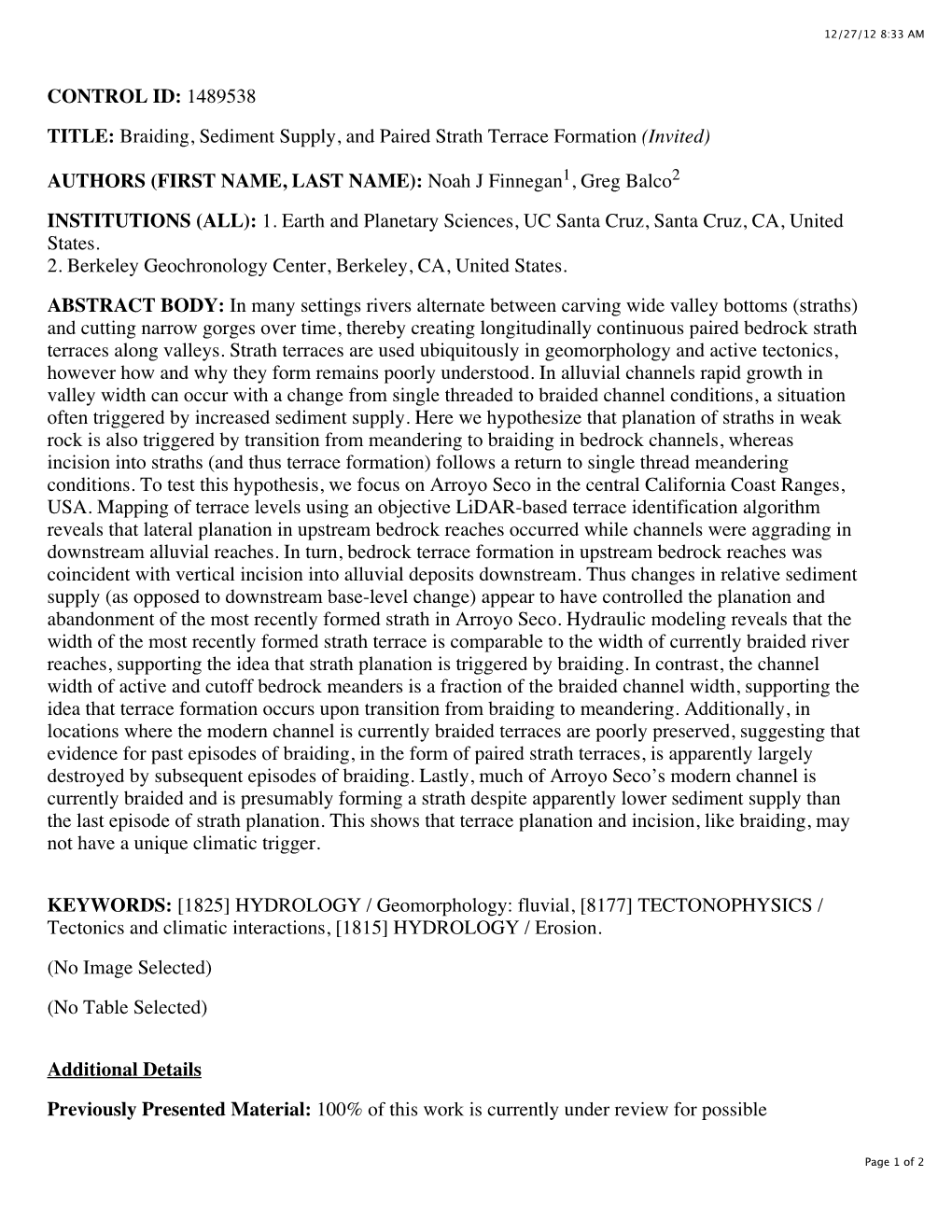 Braiding, Sediment Supply, and Paired Strath Terrace Formation (Invited)