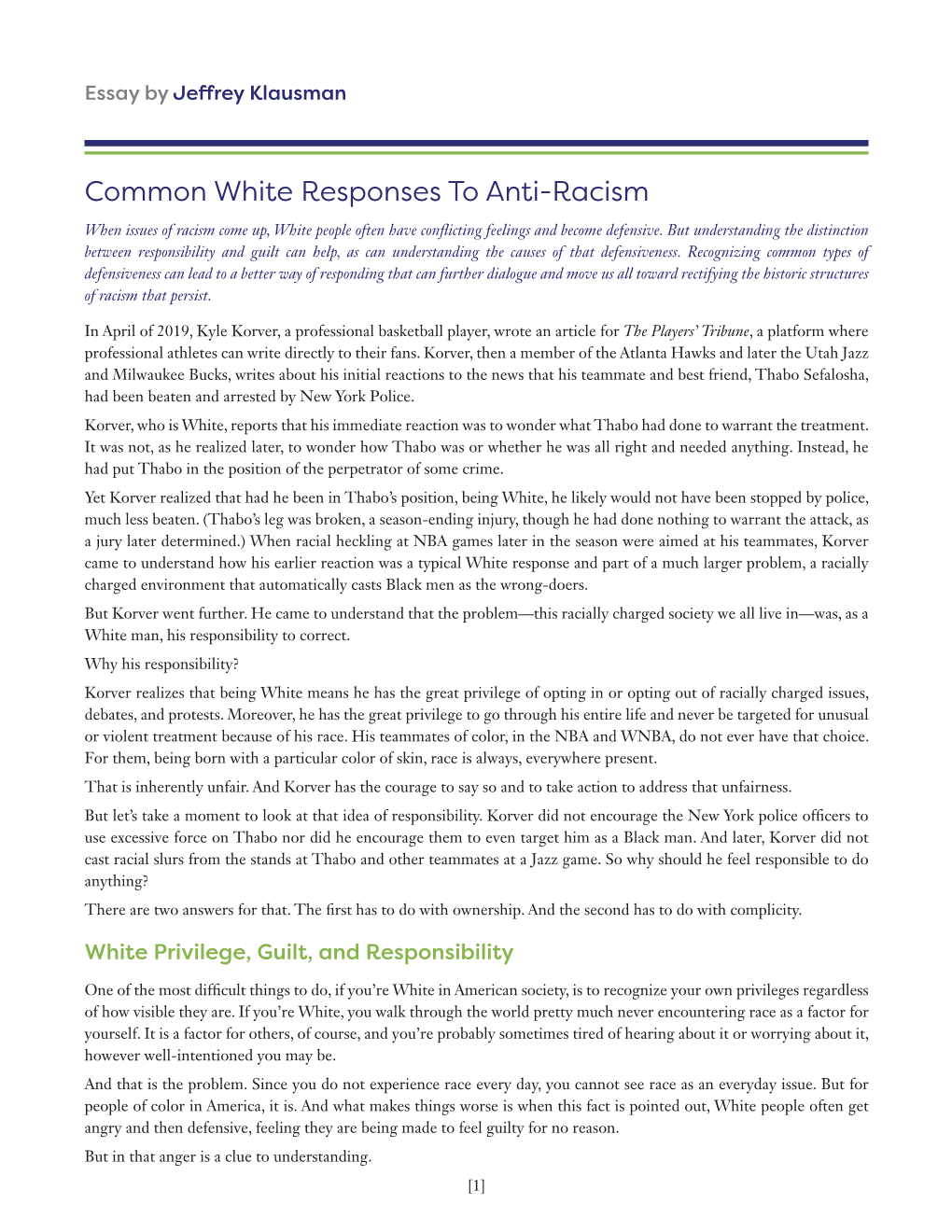 Common White Responses to Anti-Racism