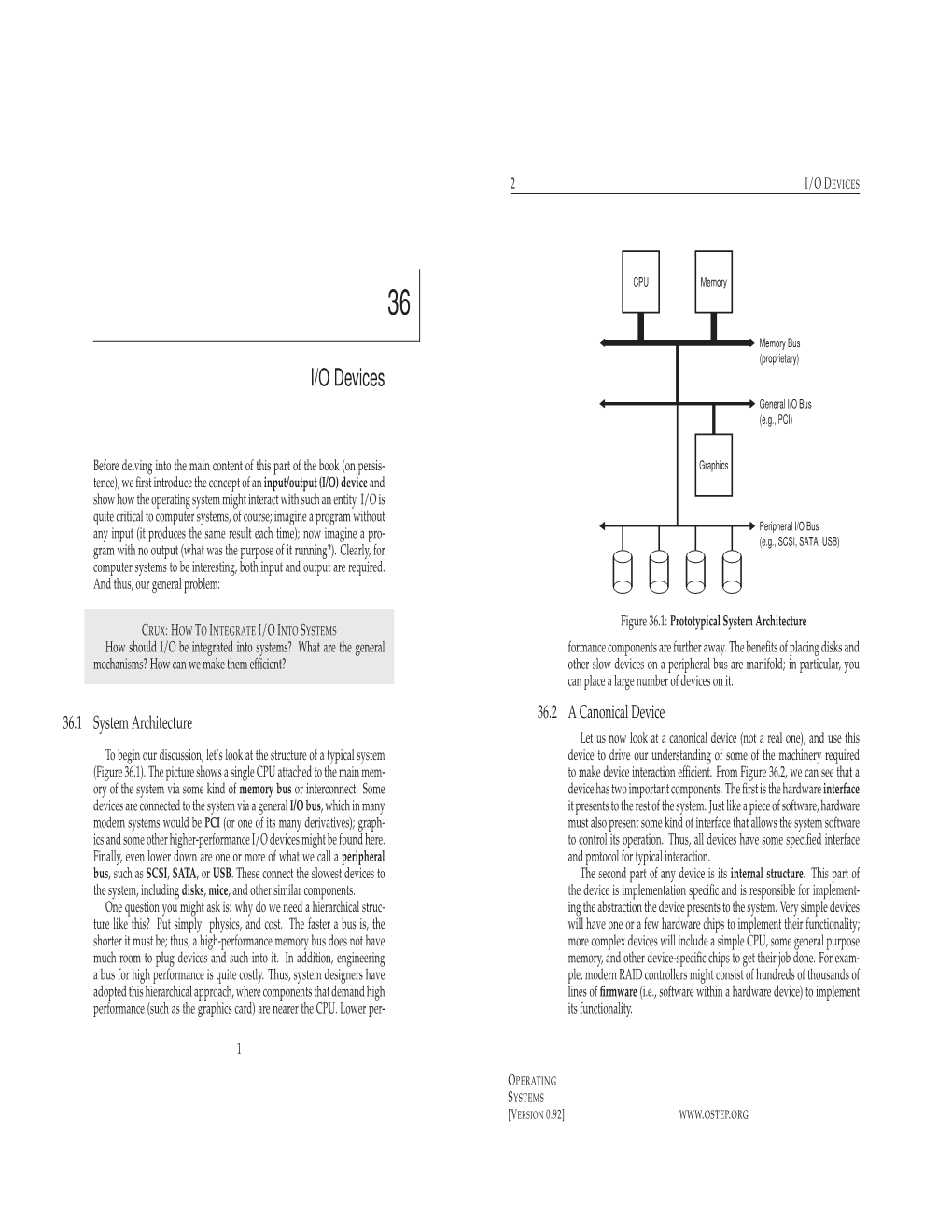 I/O Devices General I/O Bus (E.G., PCI)