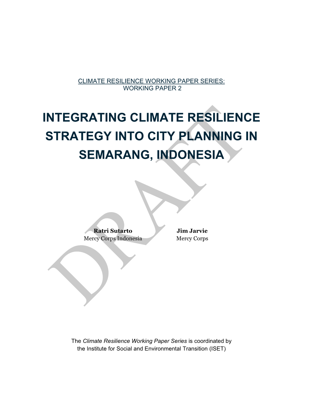 Integrating Climate Resilience Strategy Into City Planning in Semarang, Indonesia