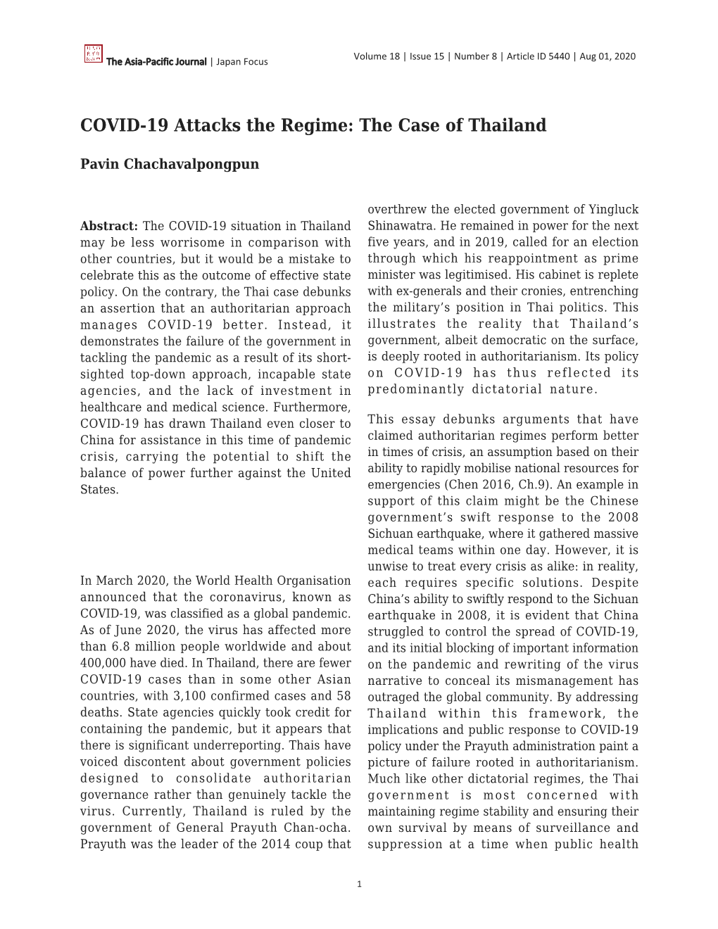 The Case of Thailand