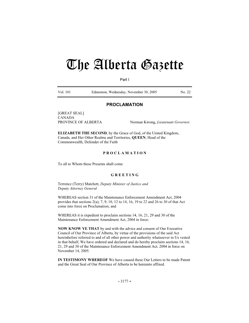 The Alberta Gazette