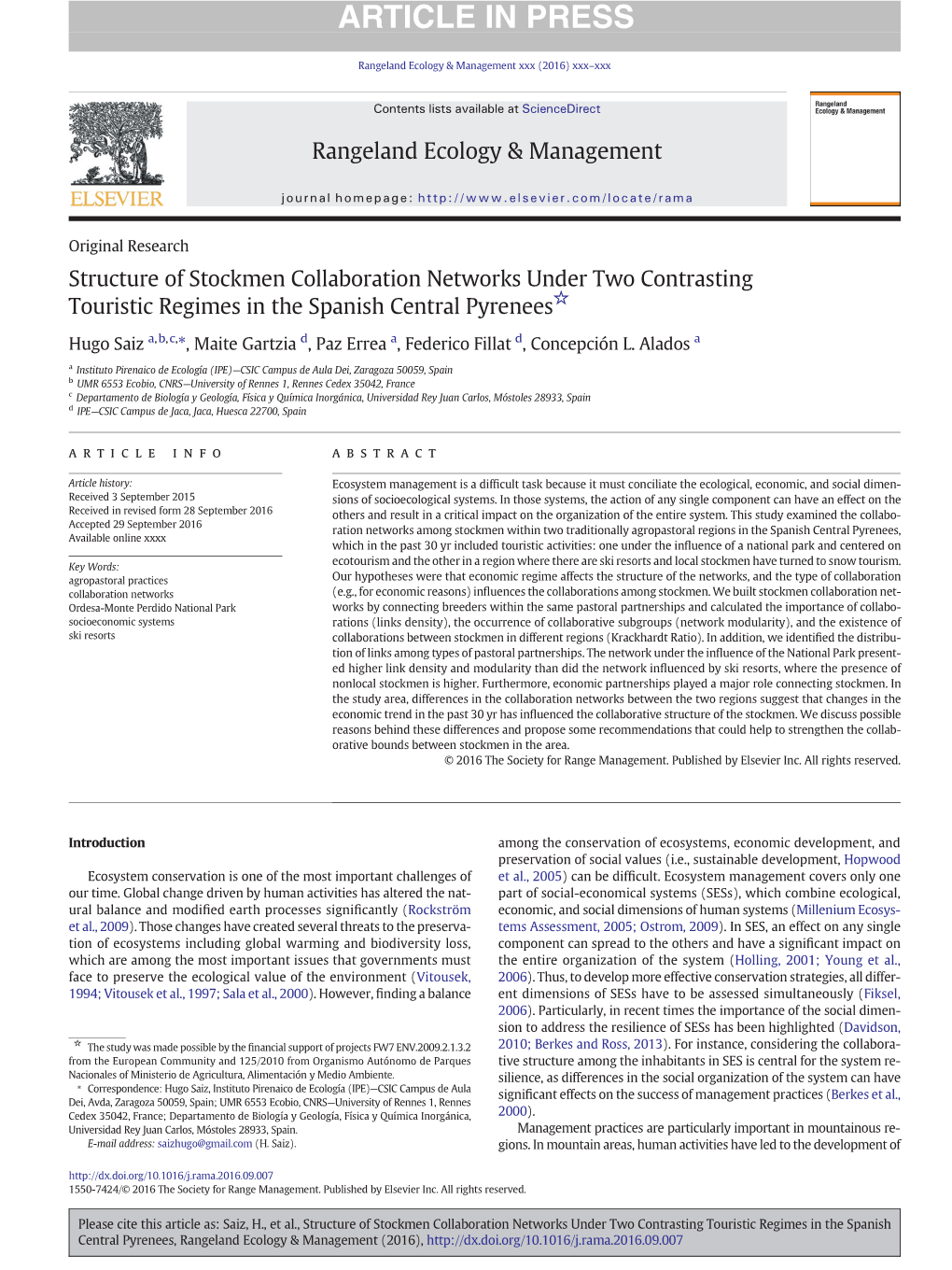 Original Researchstructure of Stockmen Collaboration Networks