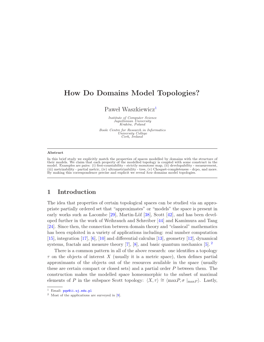 How Do Domains Model Topologies?