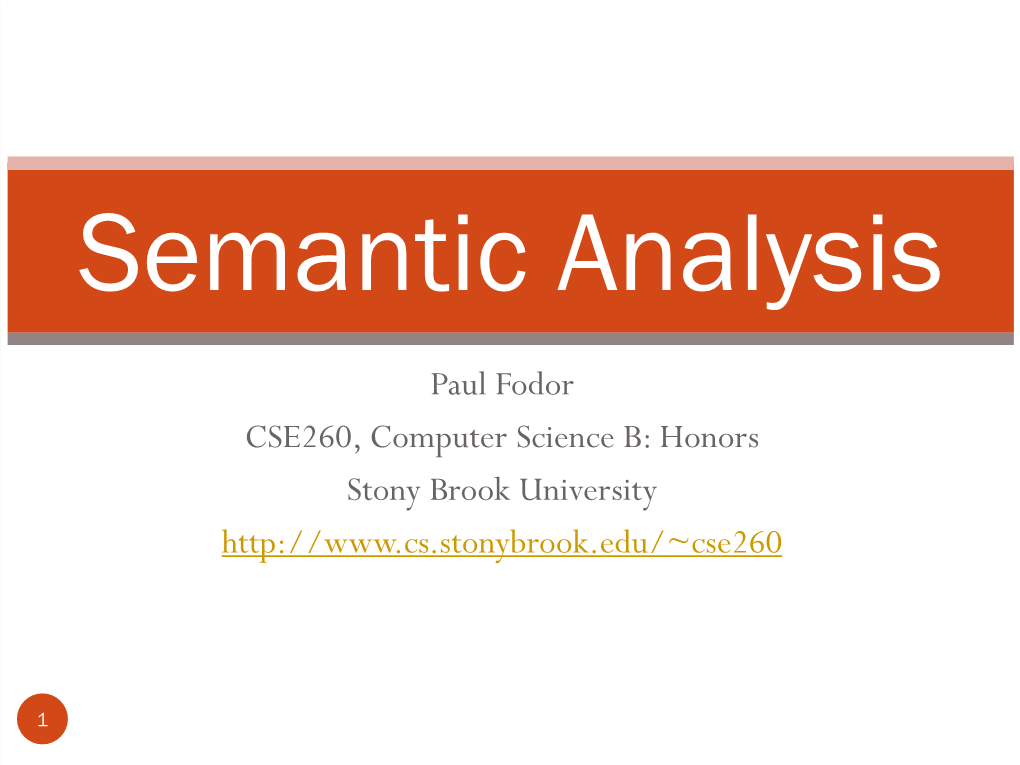 Semantic Analysis