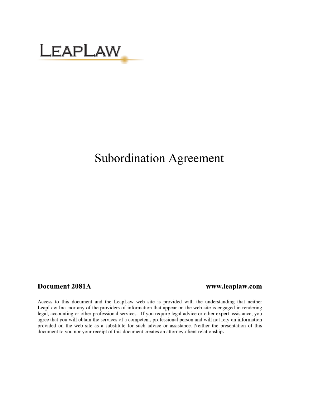 Subordination Agreement