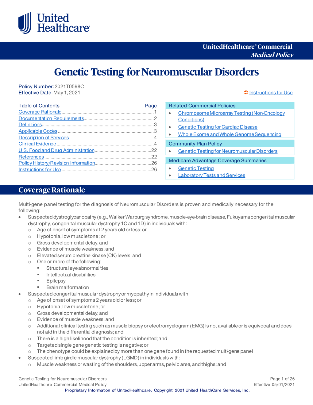 Genetic Testing for Neuromuscular Disorders