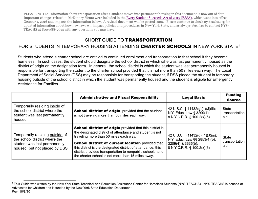 Short Guide to Transportation For