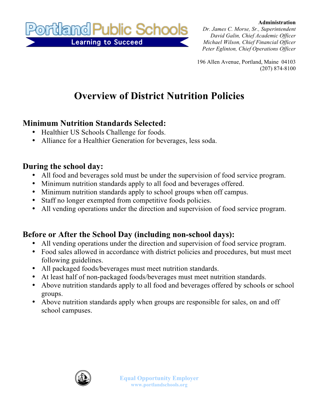 Overview of Nutrition Policies