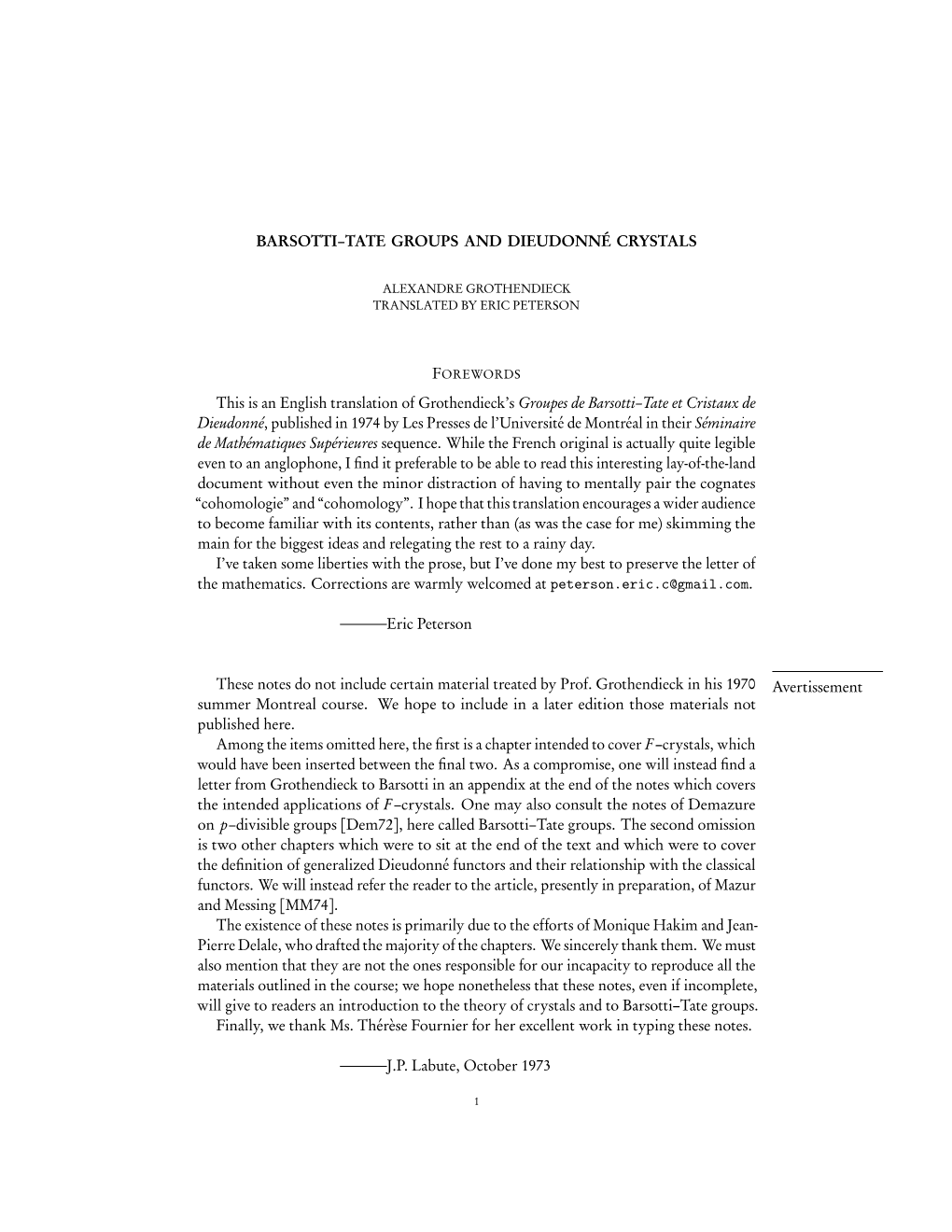 Barsotti-Tate Groups and Dieudonné Crystals