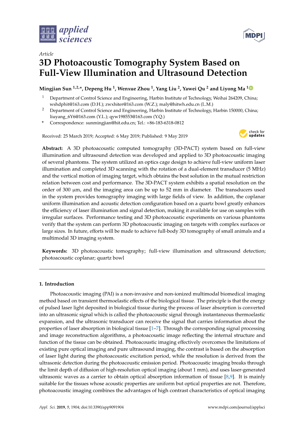 3D Photoacoustic Tomography System Based on Full-View Illumination and Ultrasound Detection