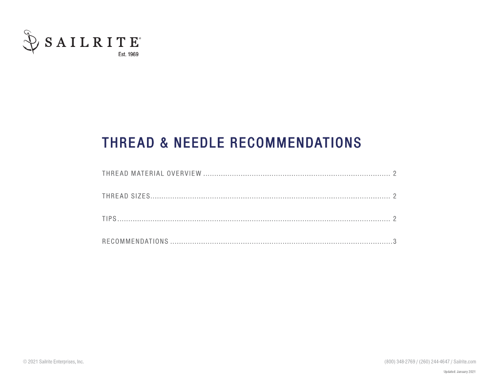 Thread & Needle Recommendations