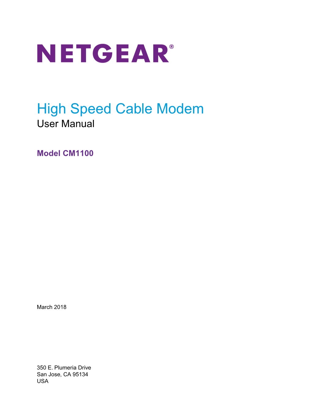 High Speed Cable Modem User Manual