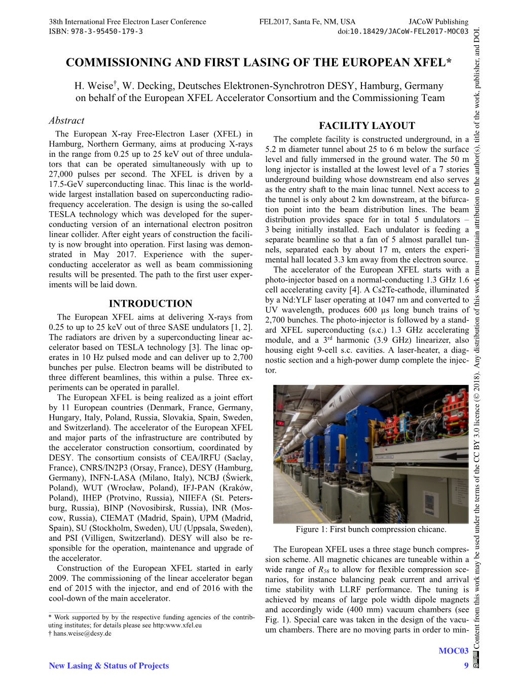 Commissioning and First Lasing of the European Xfel*