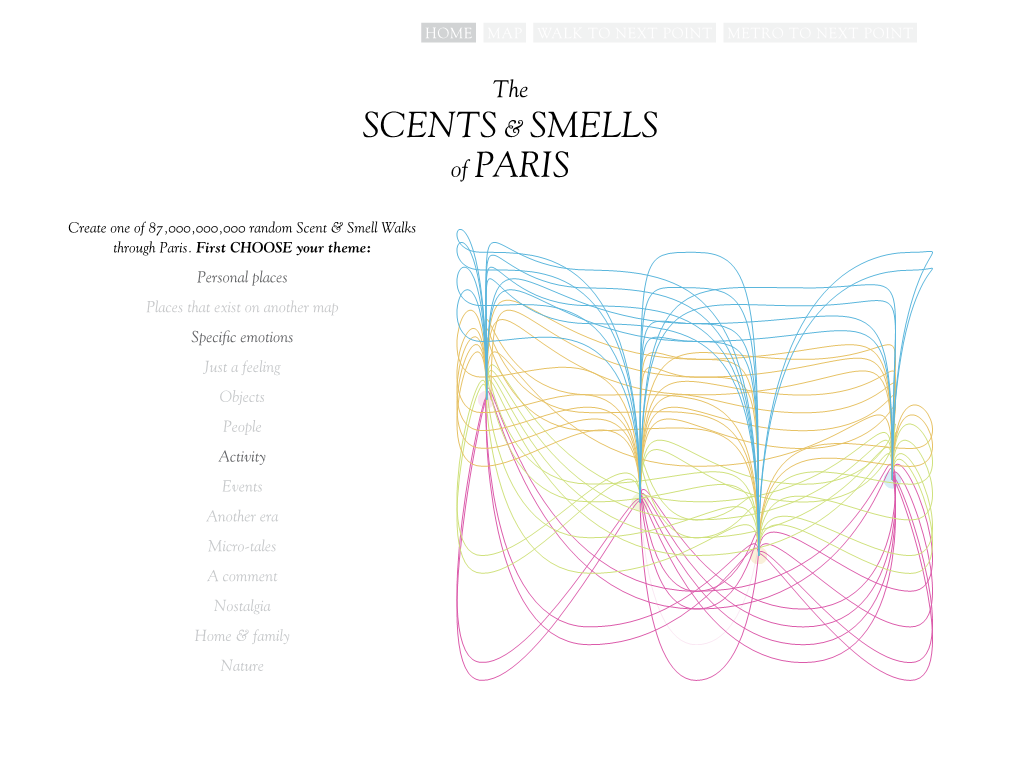 Paris Route Permutations 4 Geospatially Located Points Create One of 87,000,000,000 Random Scent & Smell Walks Through Paris