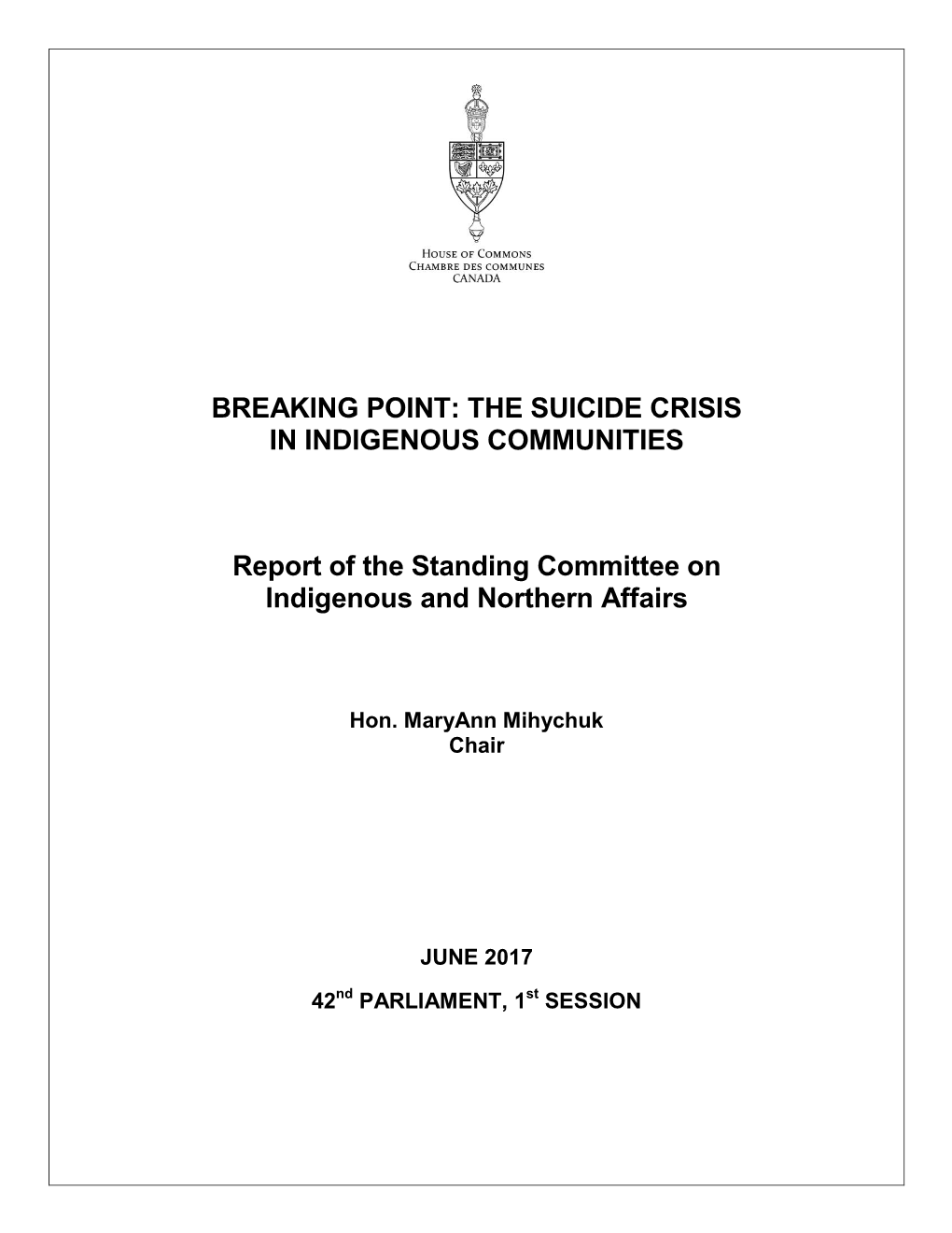 Breaking Point: the Suicide Crisis in Indigenous Communities