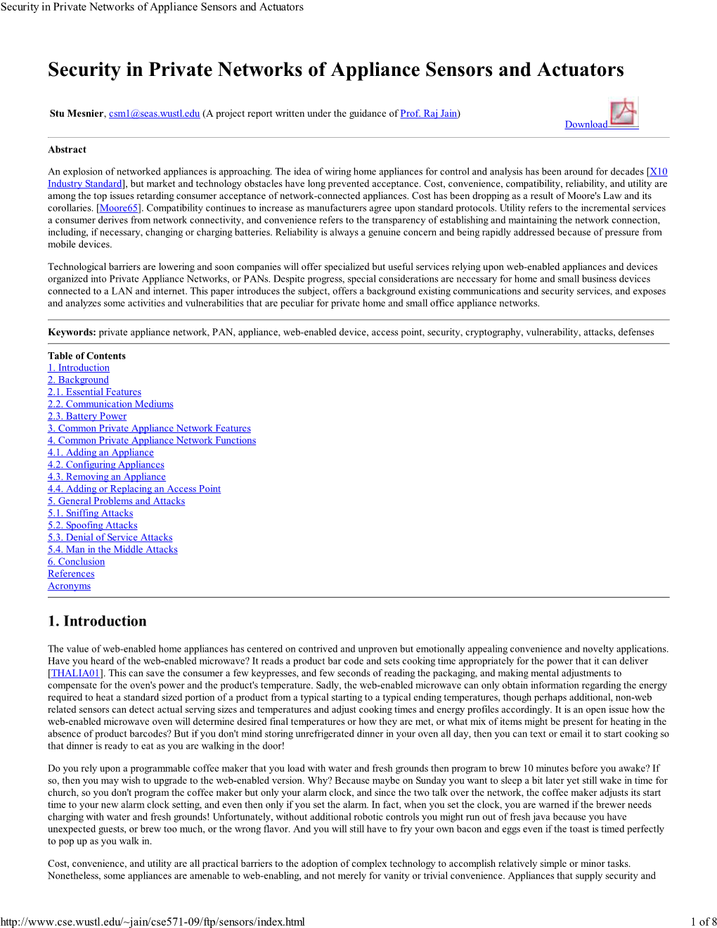 Security in Private Networks of Appliance Sensors and Actuators