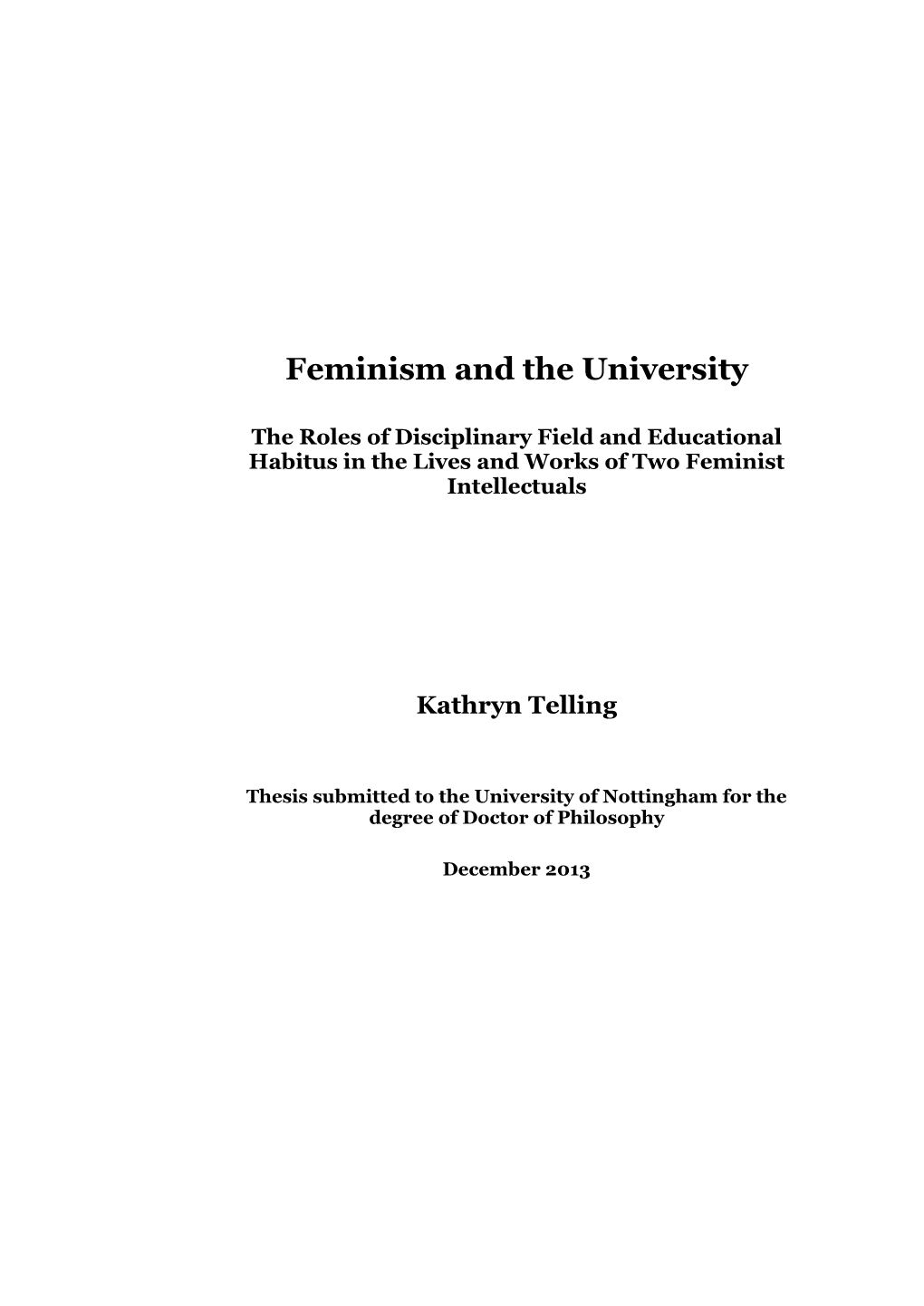 Telling, 'Feminism and the University'.Pdf