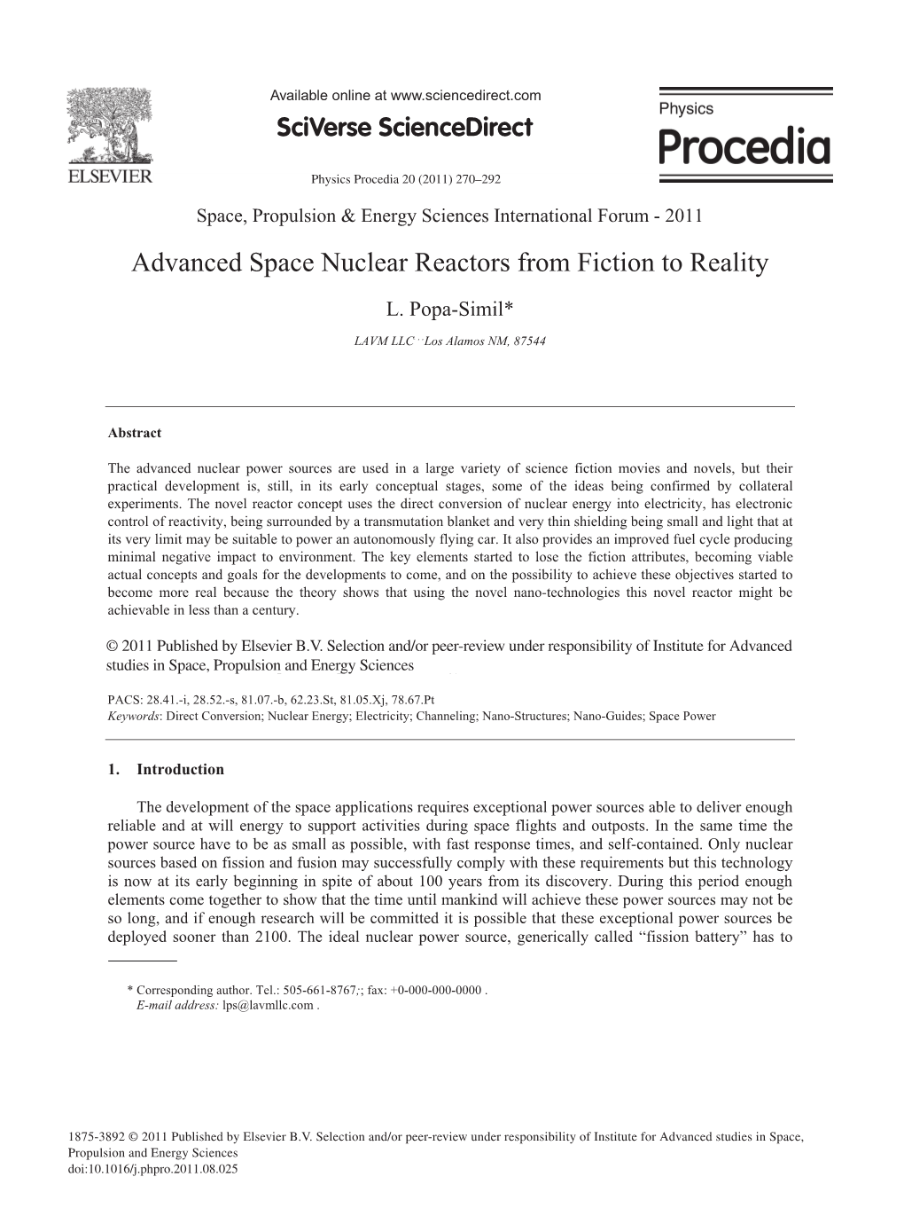 Advanced Space Nuclear Reactors from Fiction to Reality