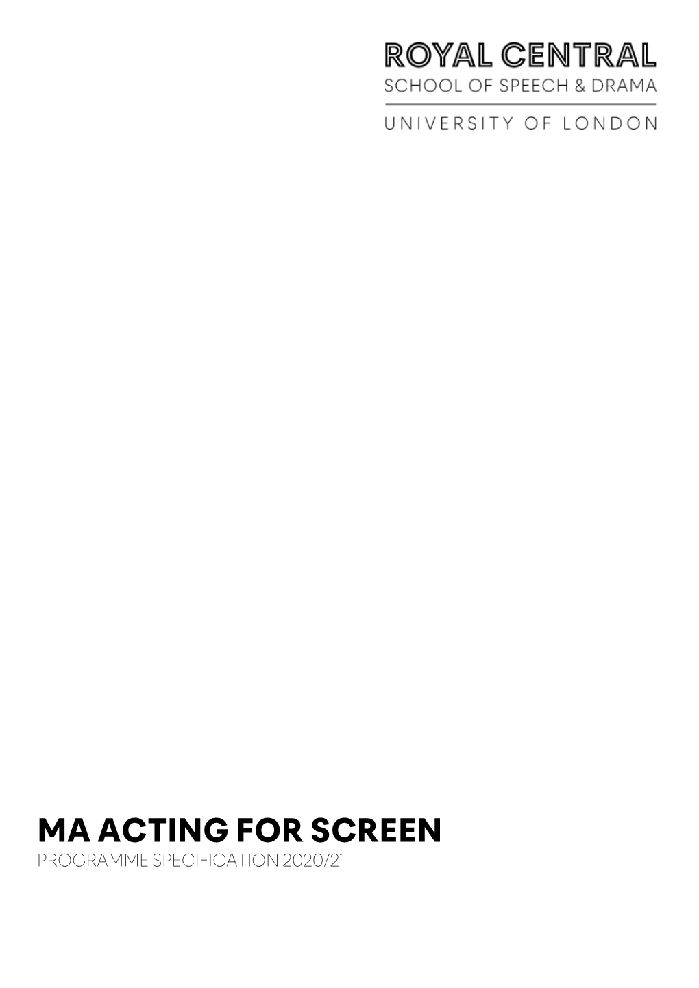 MA Acting for Screen 20-21 Programme Specification 502.17