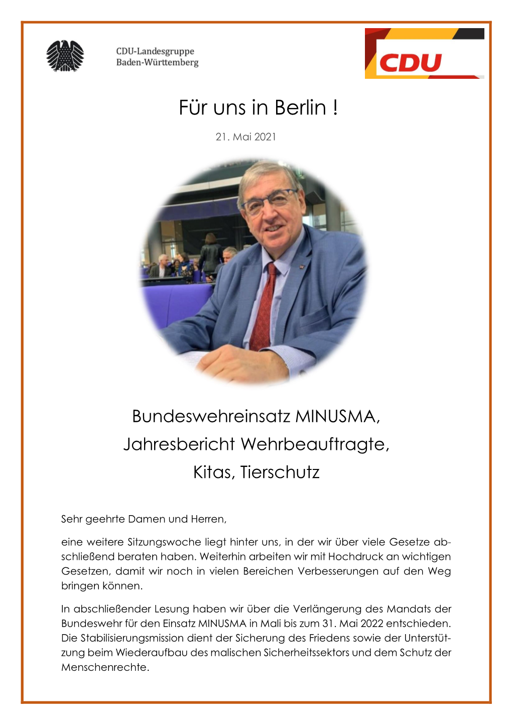 Newsletter Vom 21. Mai 2021