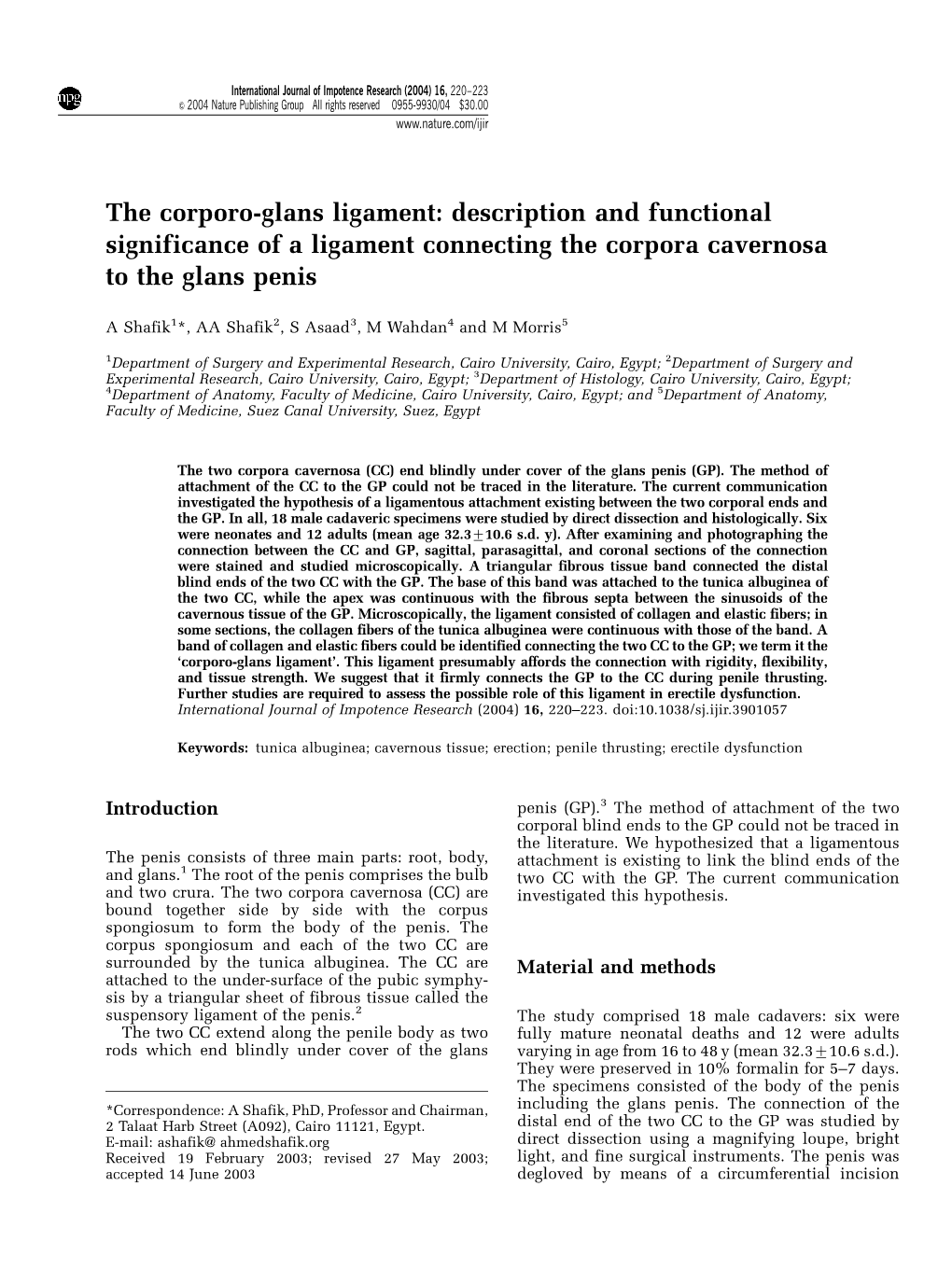 The Corporo-Glans Ligament: Description and Functional Significance of a Ligament Connecting the Corpora Cavernosa to the Glans Penis