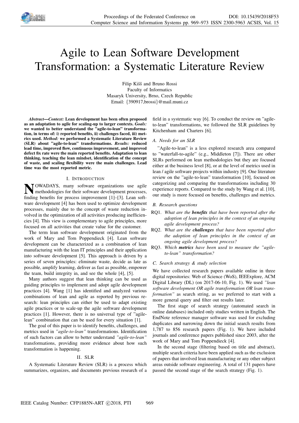 Agile to Lean Software Development Transformation: a Systematic Literature Review