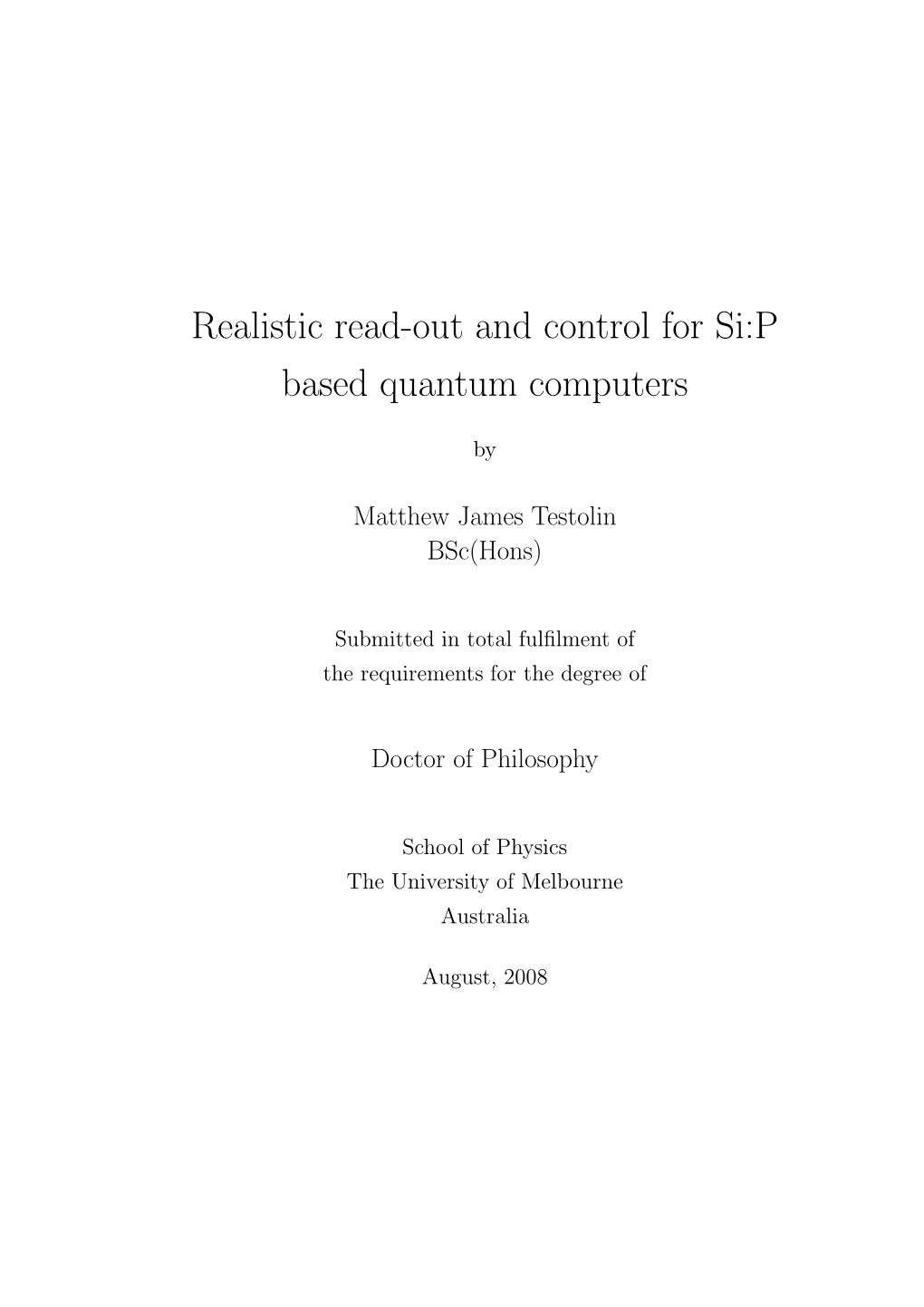 Realistic Read-Out and Control for Si:P Based Quantum Computers