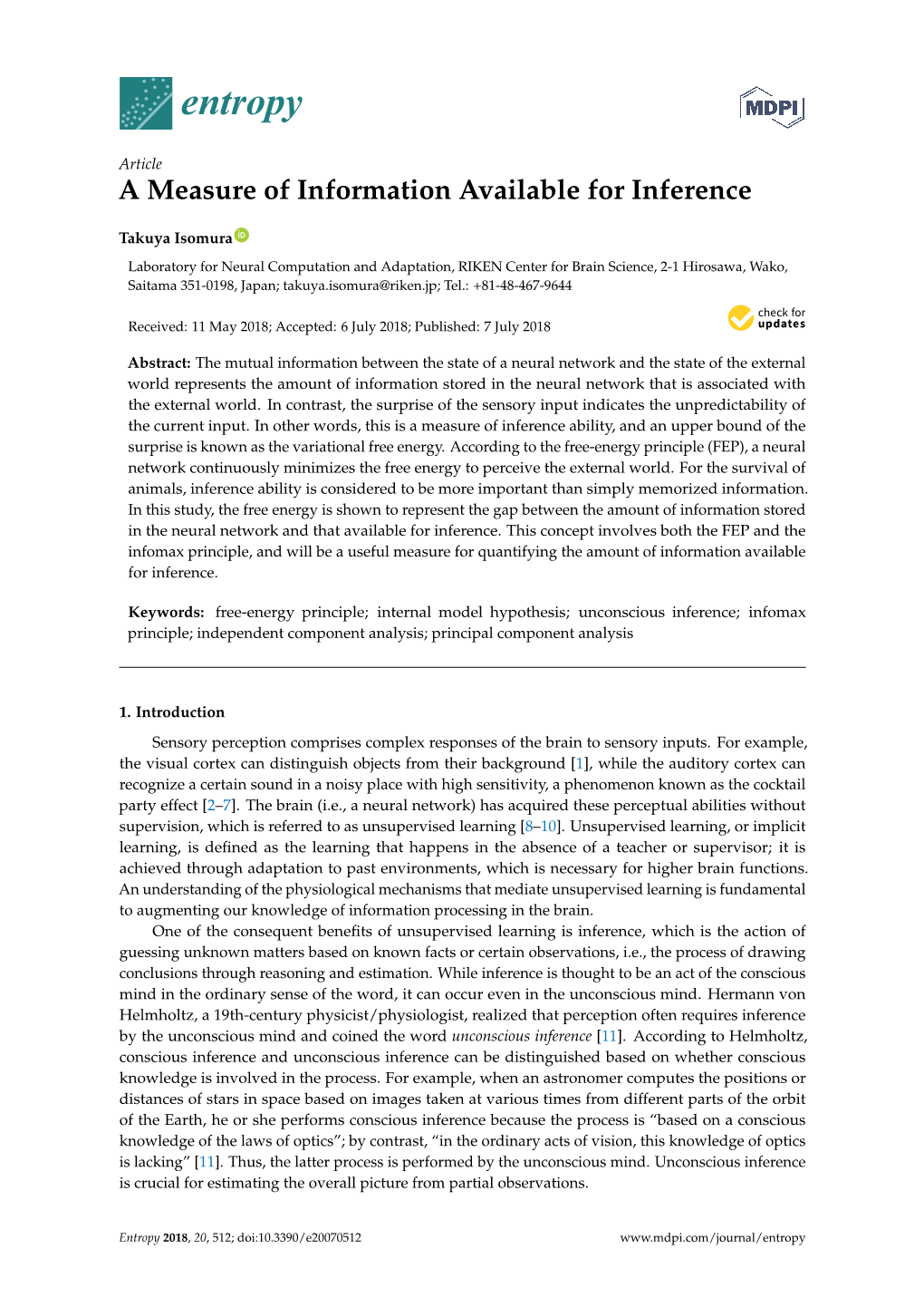 A Measure of Information Available for Inference