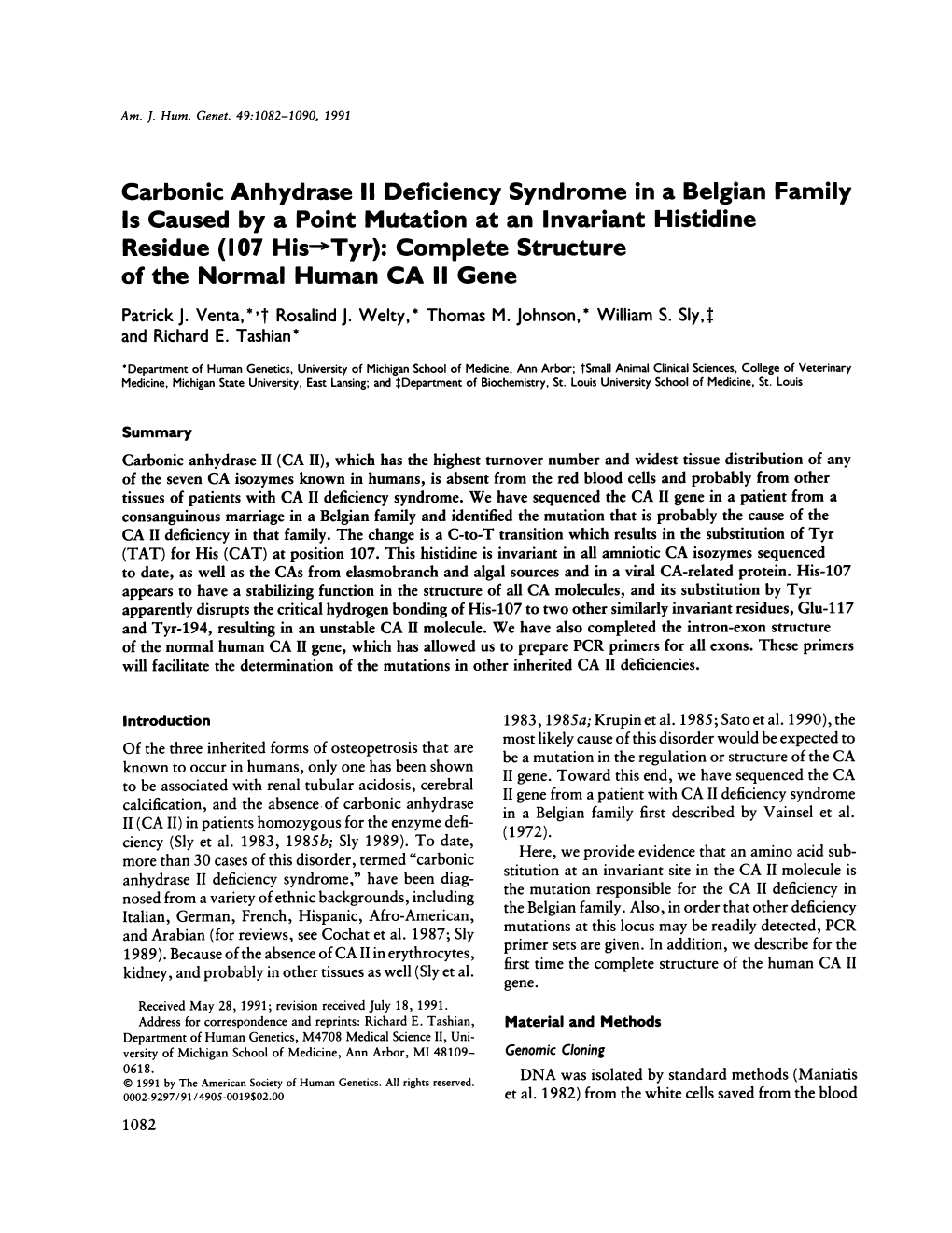 Carbonic Anhydrase 11 Deficiency Syndrome in a Belgian