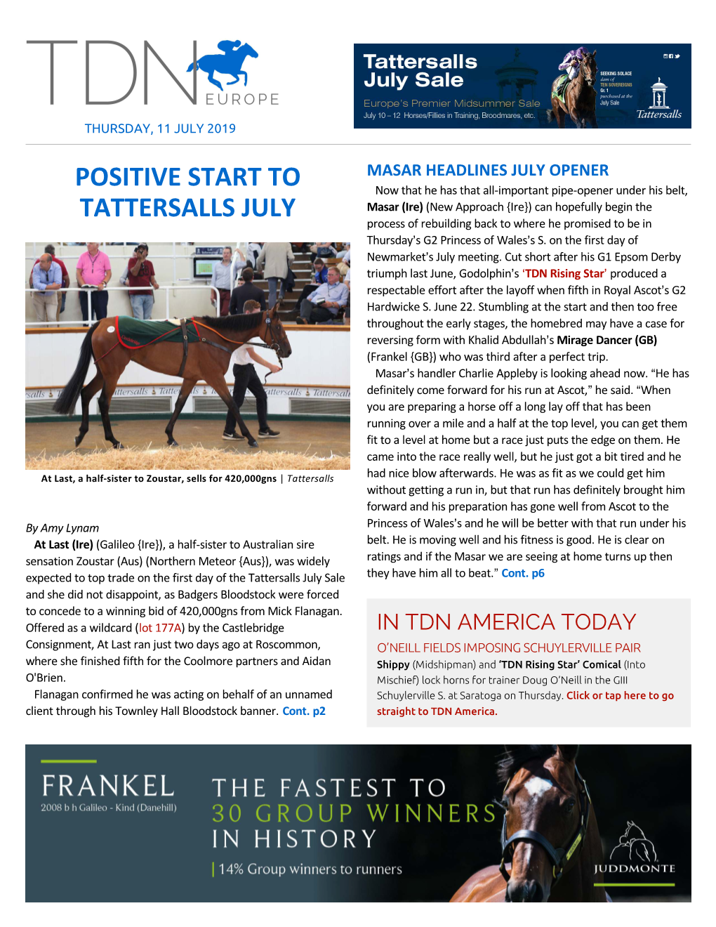 Positive Start to Tattersalls July