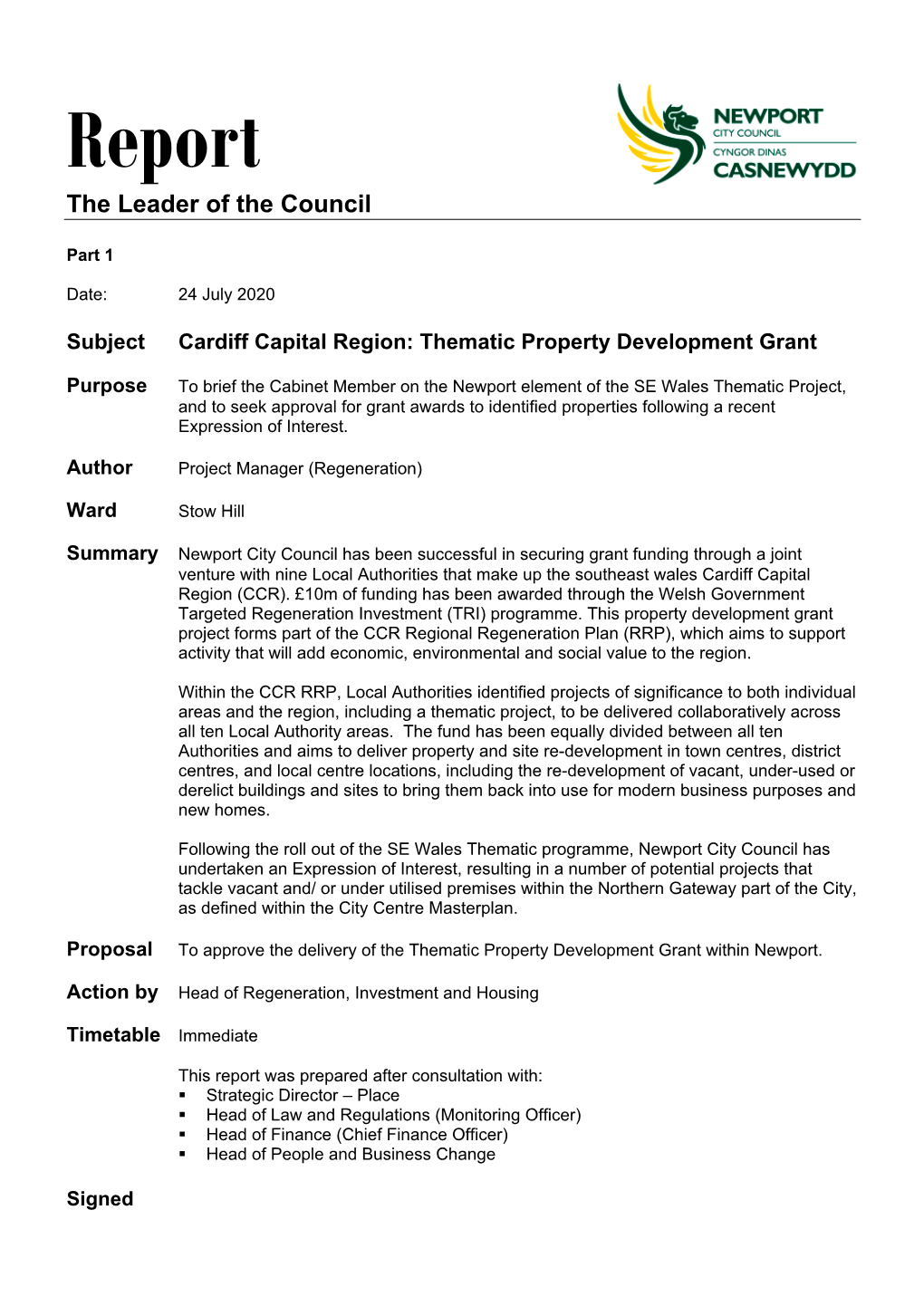 Thematic Property Development Grant PDF 167 KB