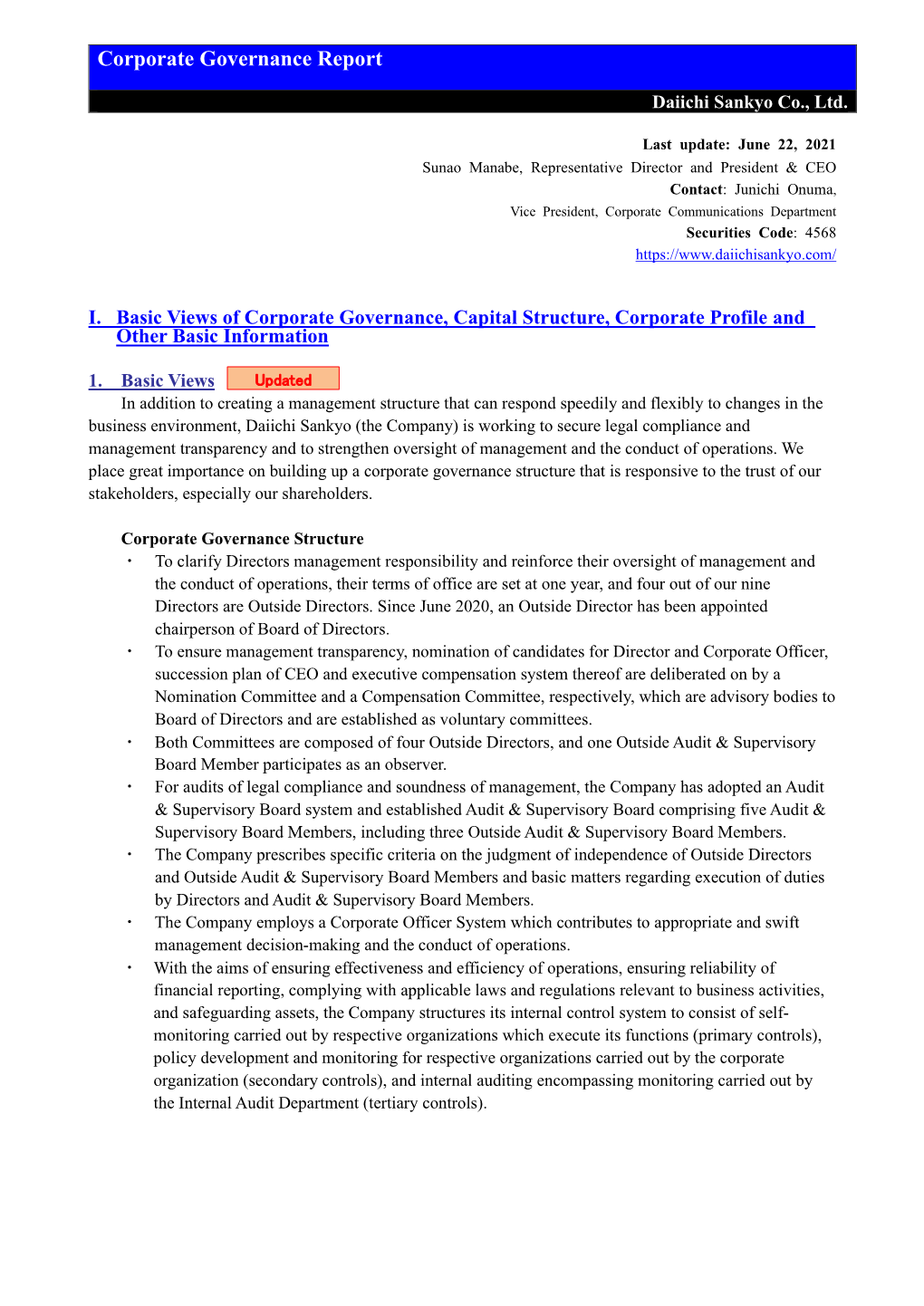Corporate Governance Report