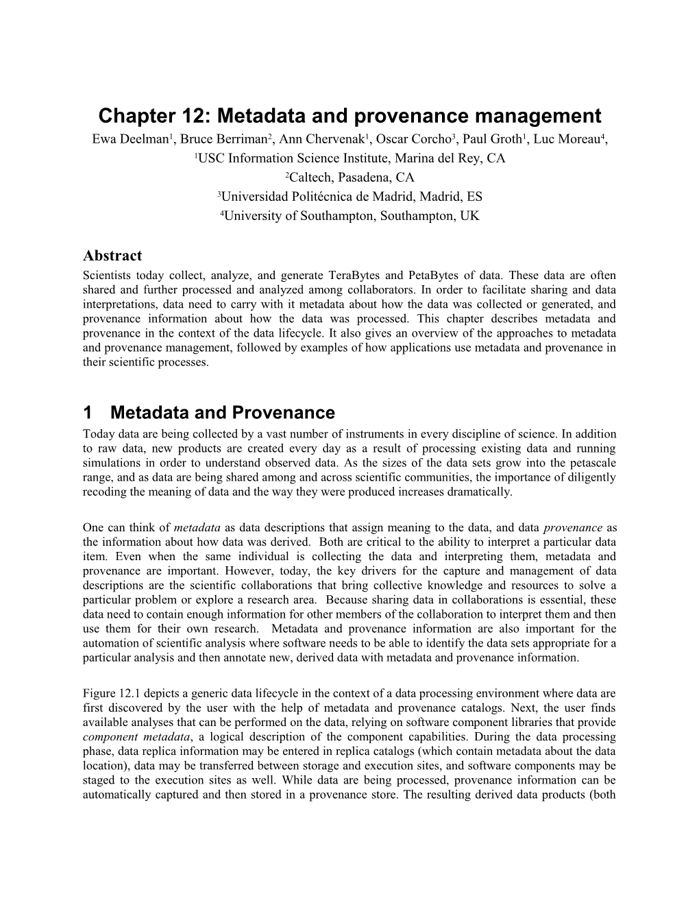 Chapter 12: Metadata And Provenance Management