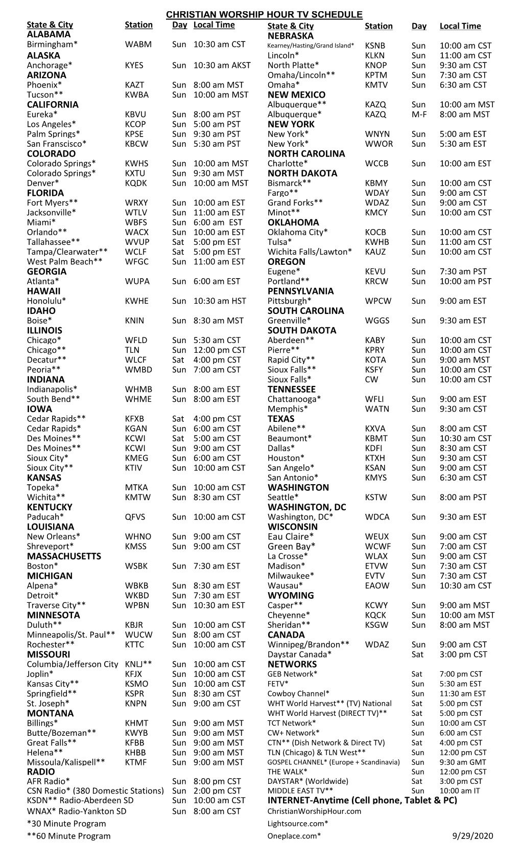 New MASTER CWH TV SCHEDULE1