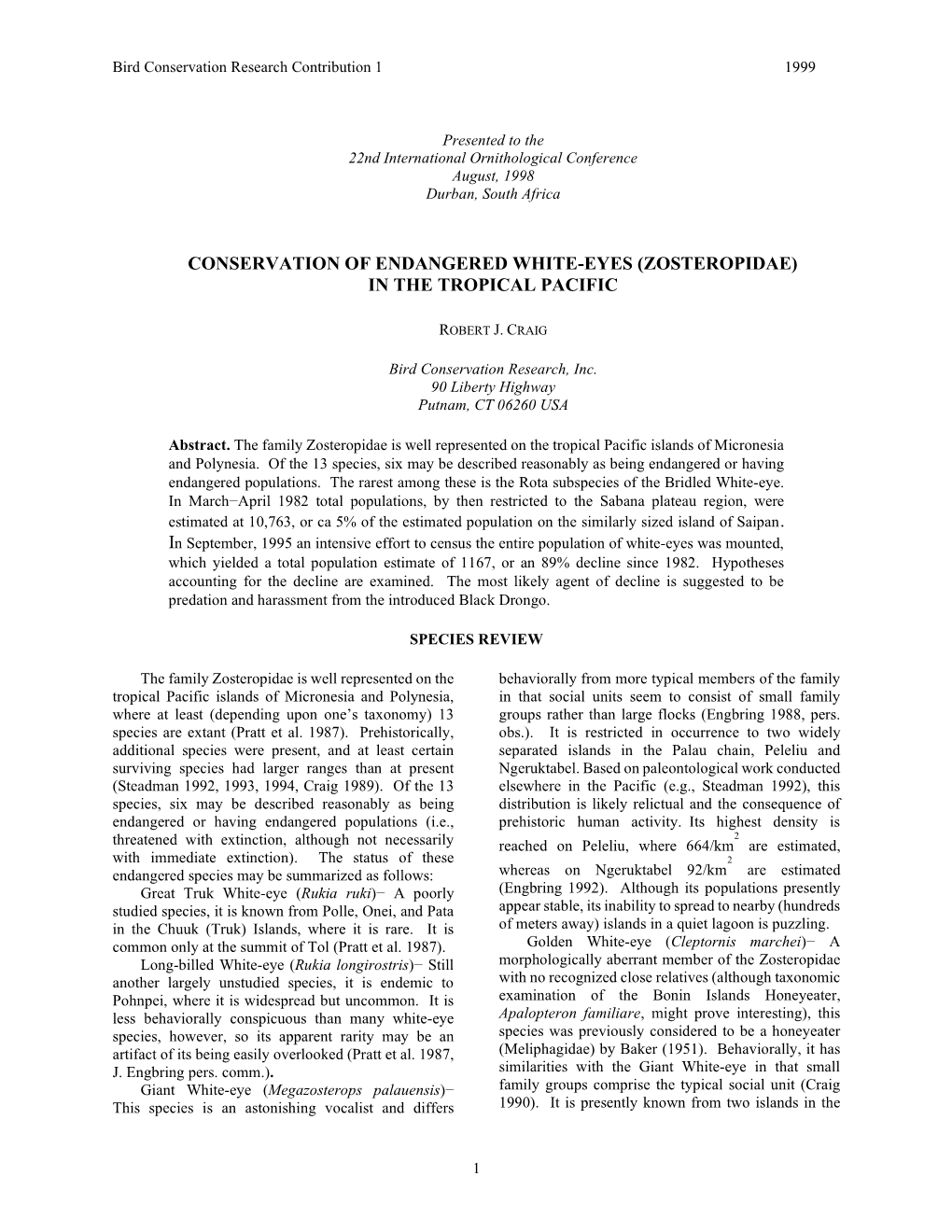 Conservation of Endangered White-Eyes (Zosteropidae) in the Tropical Pacific