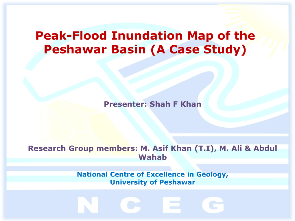 Peak-Flood Inundation Map of the Peshawar Basin (A Case Study)