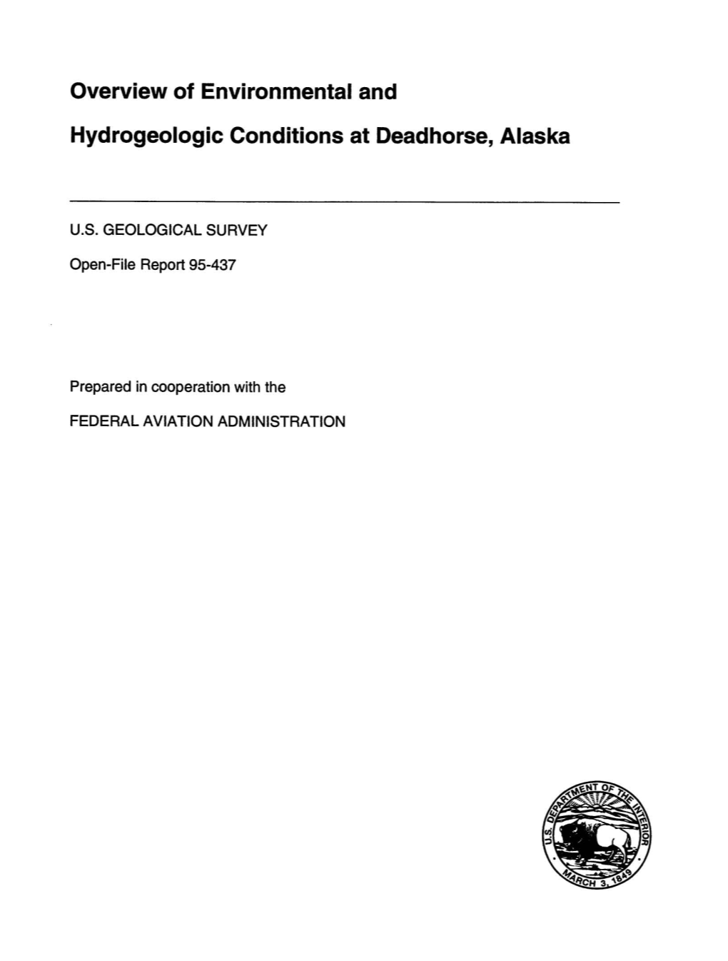 Overview of Environmental and Hydrogeologic Conditions at Deadhorse, Alaska