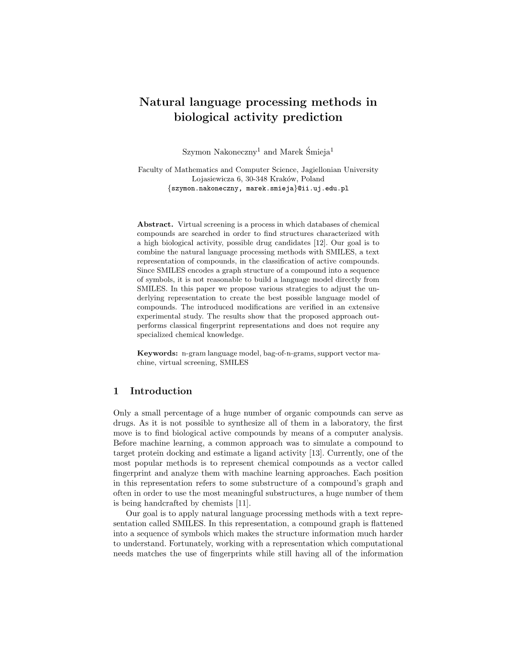 Natural Language Processing Methods in Biological Activity Prediction