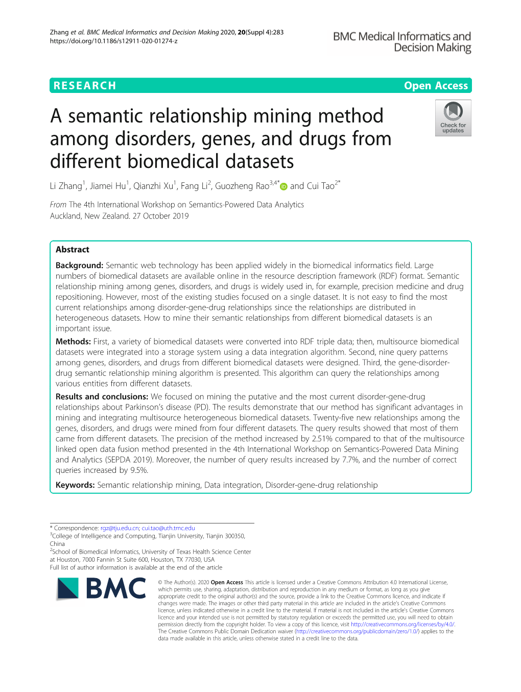 A Semantic Relationship Mining Method Among Disorders, Genes