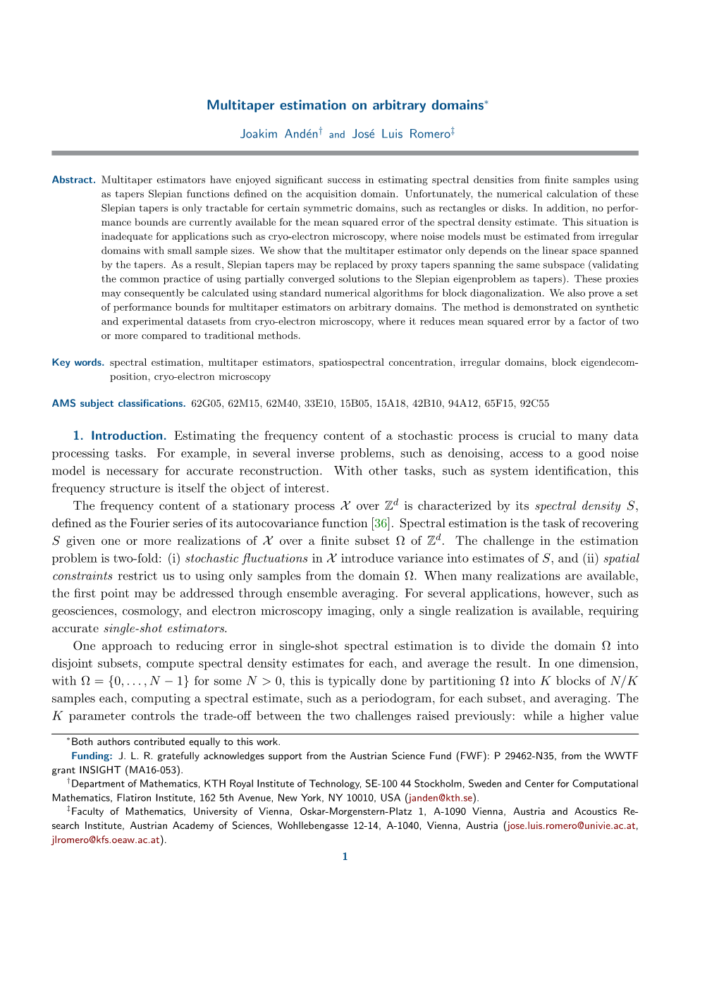 Multitaper Estimation on Arbitrary Domains∗