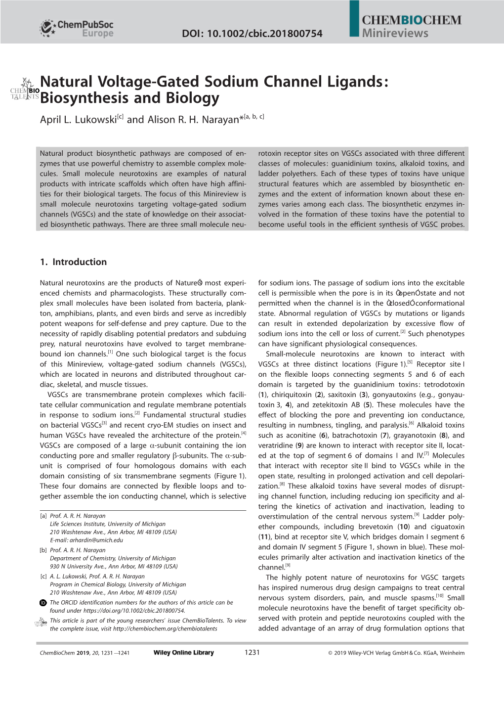 Natural Voltage‐Gated Sodium Channel Ligands