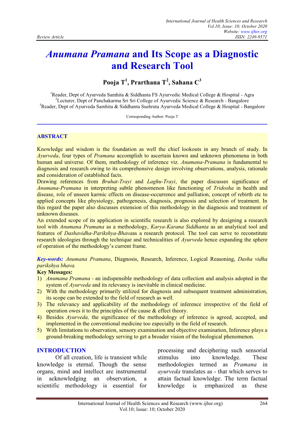 Anumana Pramana and Its Scope As a Diagnostic and Research Tool