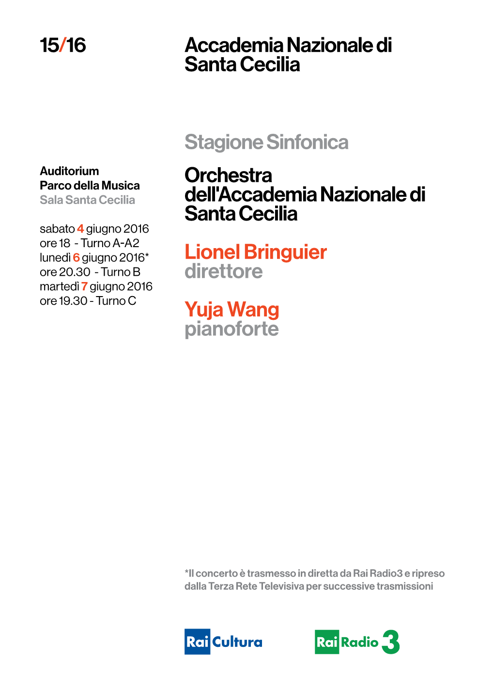 Accademia Nazionale Di Santa Cecilia 15/16 Stagione Sinfonica