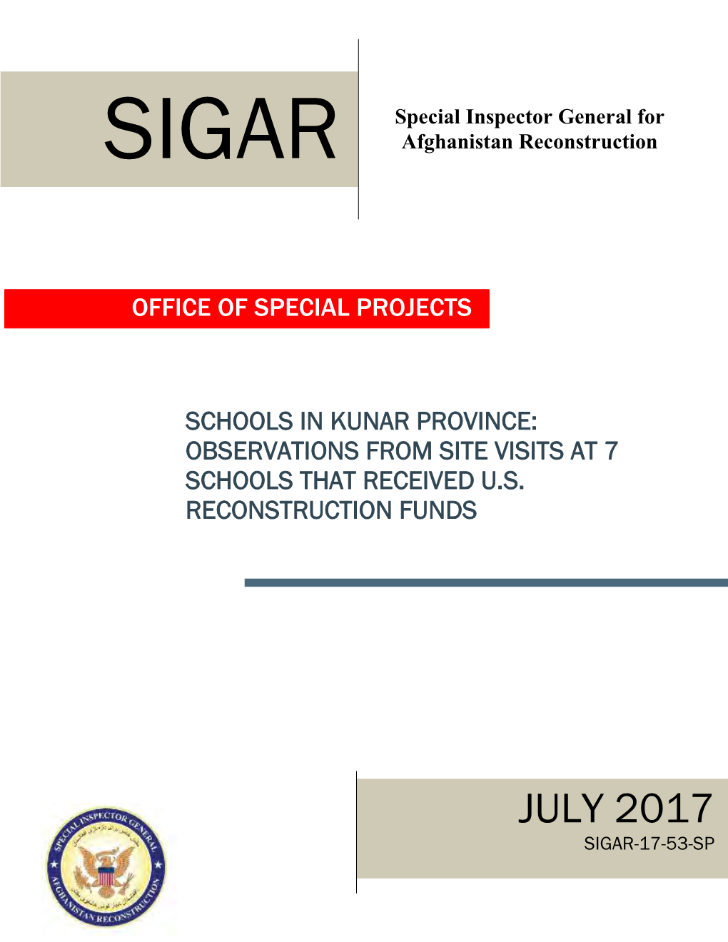 July 2017 Sigar-17-53-Sp