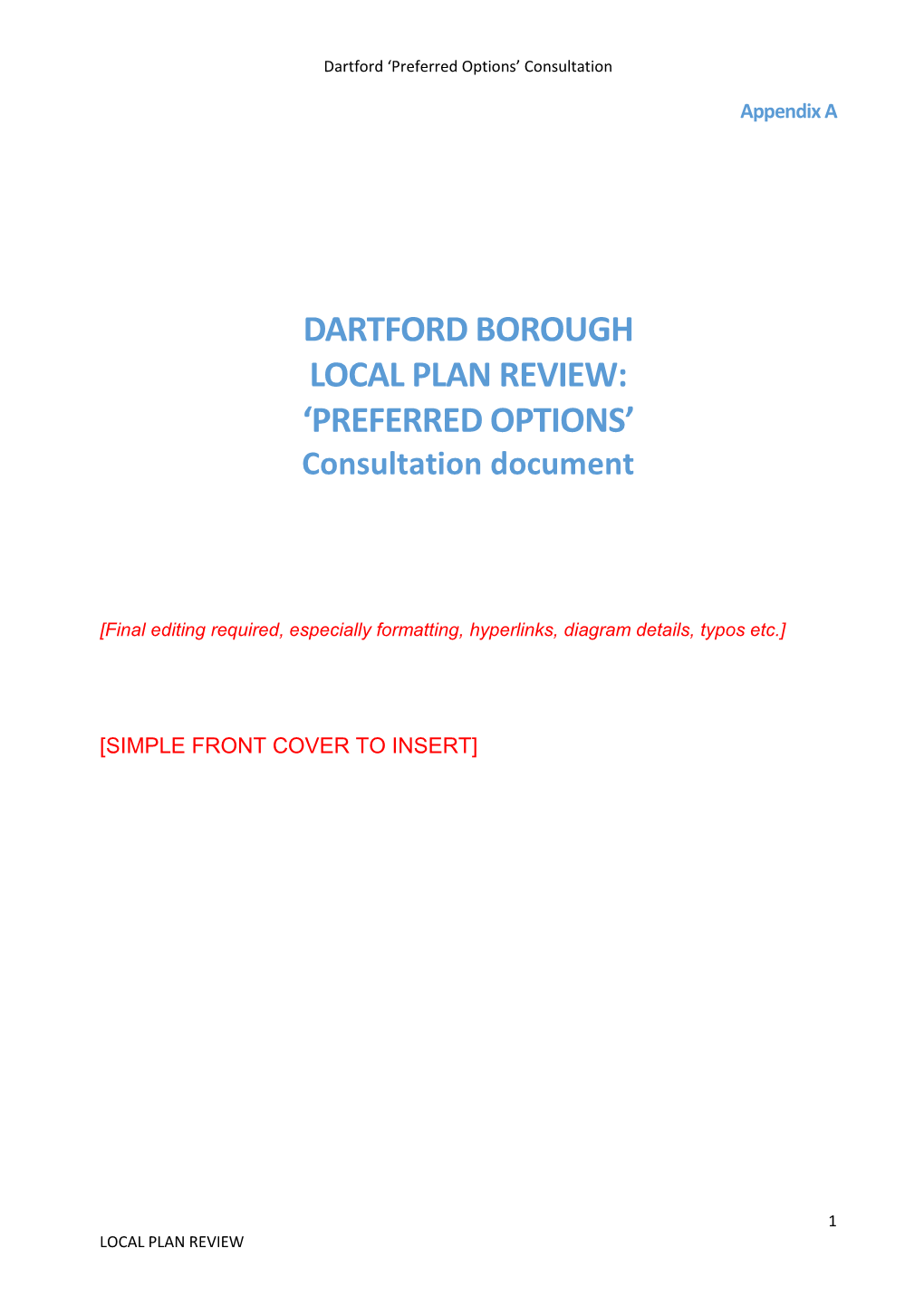 Dartford Borough Local Plan Review: 'Preferred