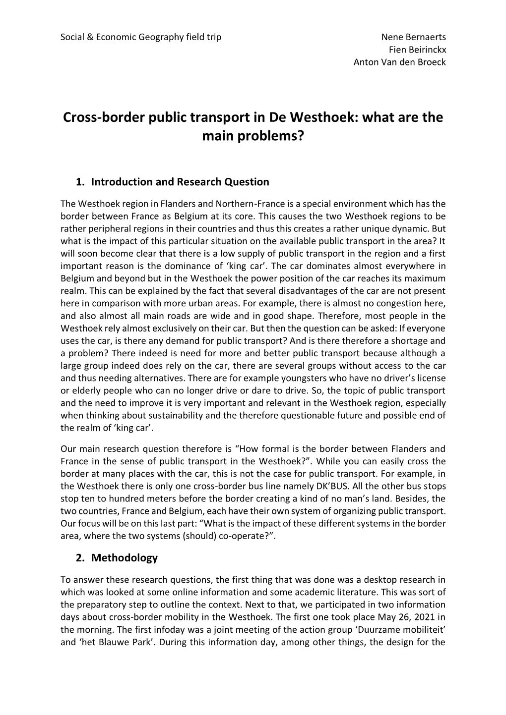 Cross-Border Public Transport in De Westhoek: What Are the Main Problems?