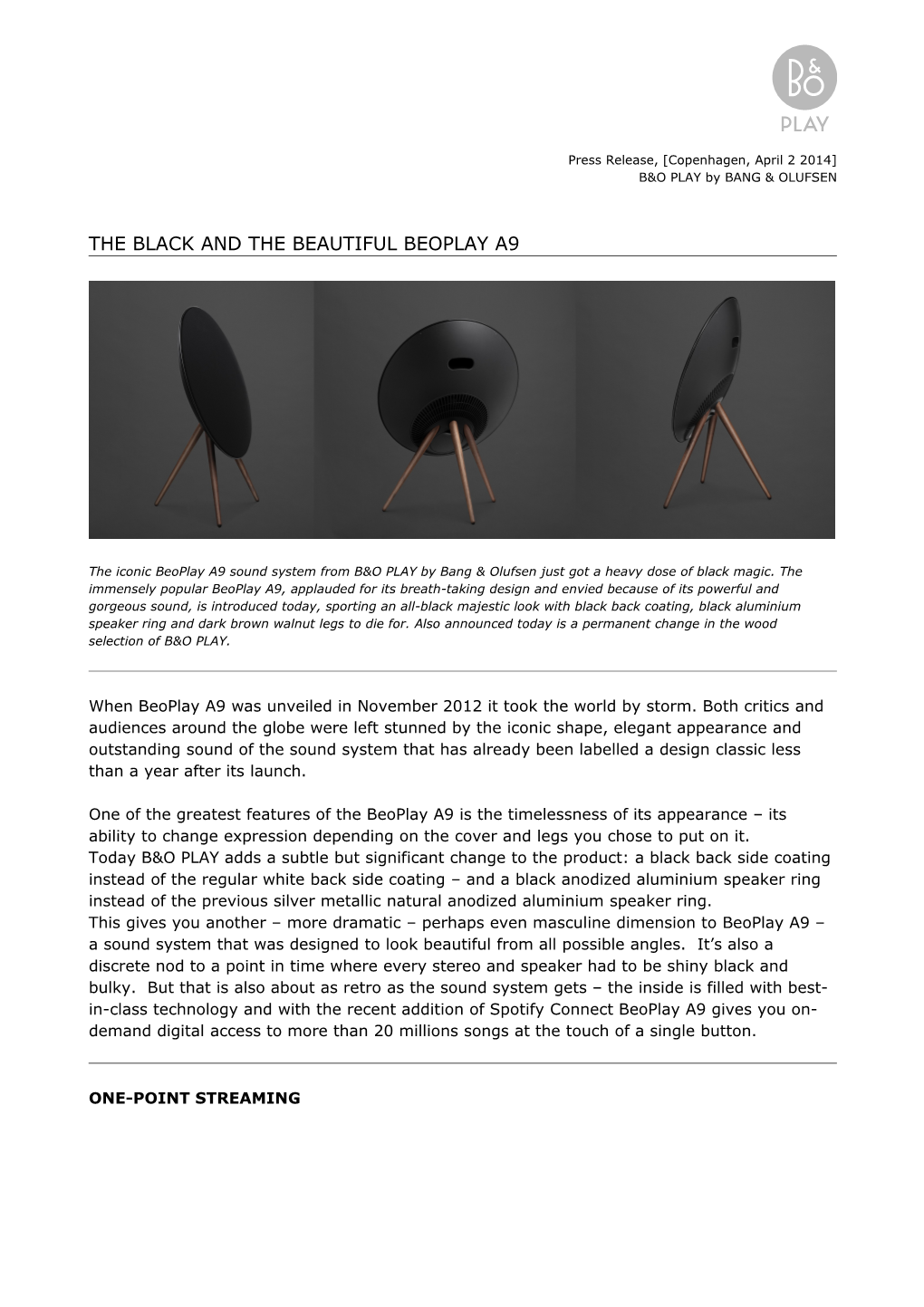 The Black and the Beautiful Beoplay A9