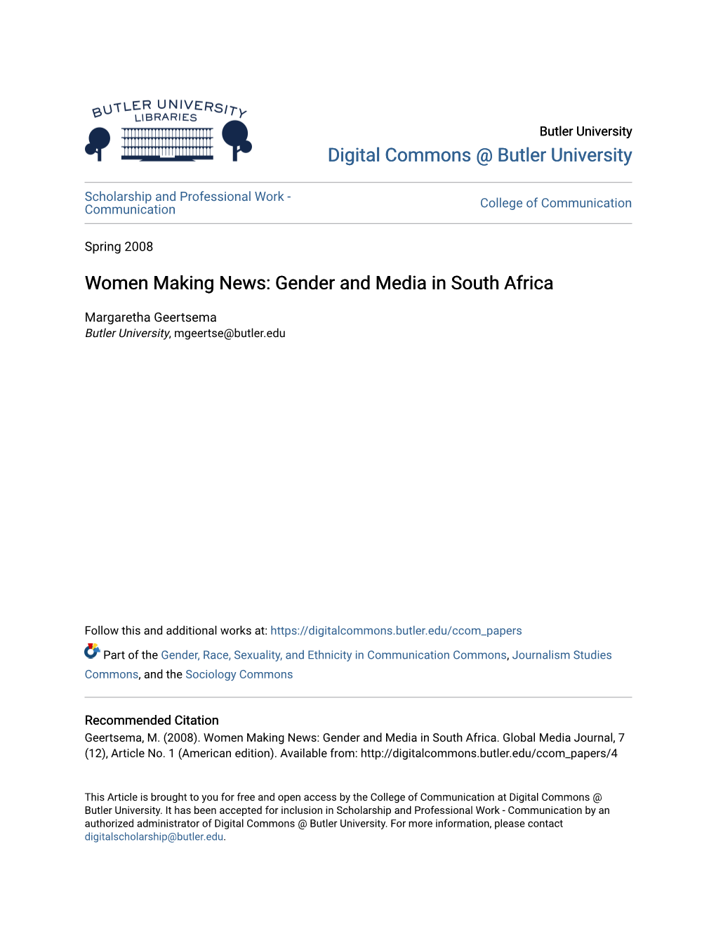 Gender and Media in South Africa